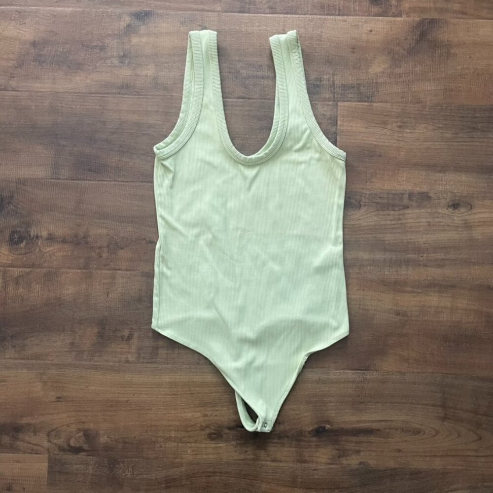 Abercrombie & Fitch Ribbed Bodysuit Tank Top Sage Green Size M Soft A&F